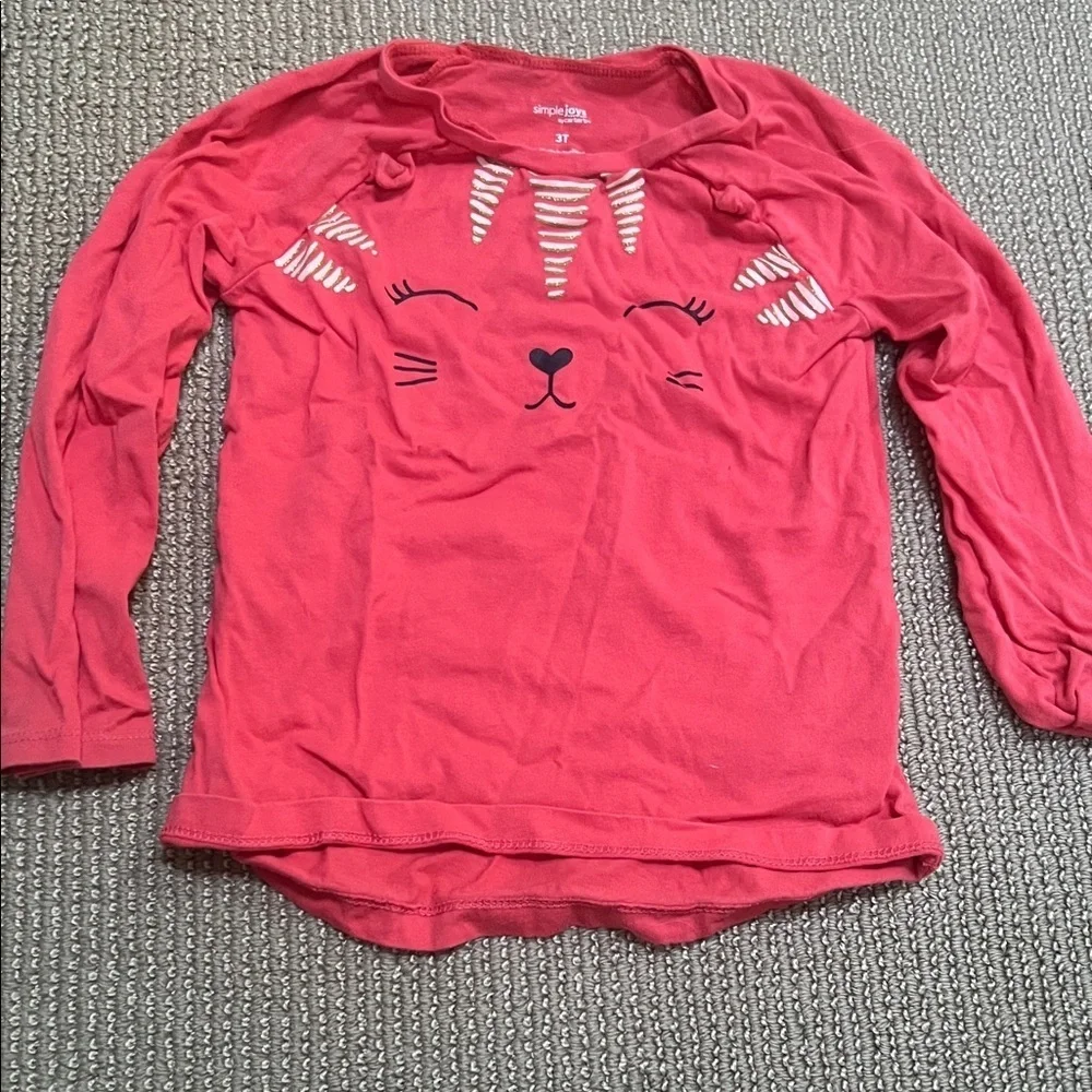 Carter's Red Cat Face Long Sleeve Tee